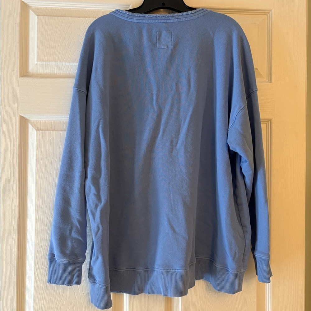 Aerie Lace-Up Oversized Sweatshirt in Blue – Women’s Size Large - Picture 6 of 6